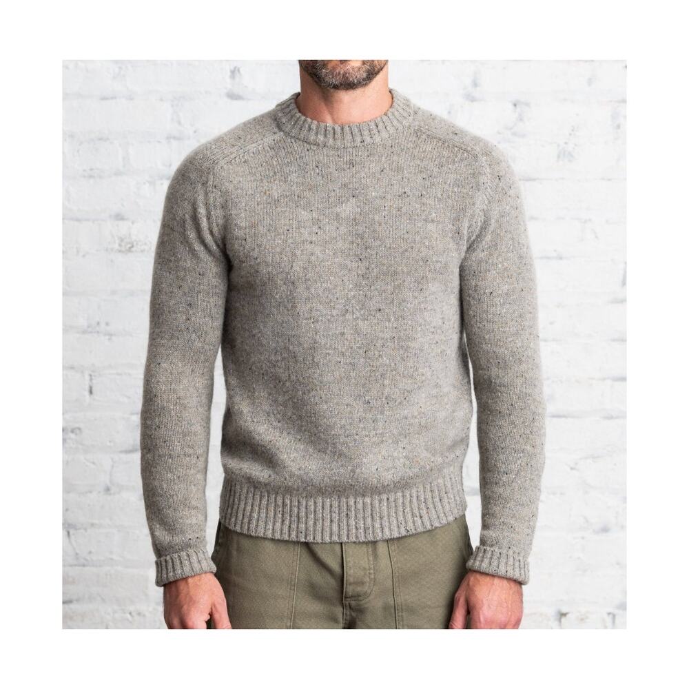 Line of Trade Donegal Guide Sweater Mens XL Gray Wool Blend Elbow Patch Crewneck